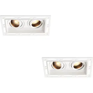 2 PACK Twin Trimless Plaster-In Downlight - 2 x 50W GU10 Reflector LED - White