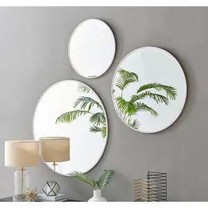 Alcantera Round Metal Frame Wall Mirror Simple and Elegant Modern Design White / 60cm H x 60cm W