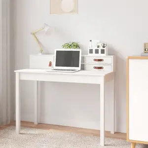 Berkfield Desk White 110x50x93 cm Solid Wood Pine