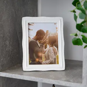 Traditional and Elegant Mat White Resin 5x7 Picture Frame Landscape or Portrait