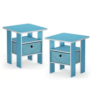 Joseph Side Table Nightstand with Bin Drawer, 2 per set (Set of 2) Light Blue