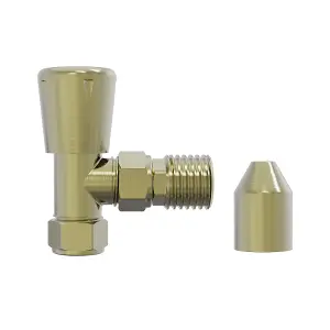 Rinse Bathrooms Angled Towel Radiator Valves Round 15mm for Towel Rail Radiator Brushed Brass