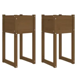 Berkfield Planters 2 pcs Honey Brown 40x40x81 cm Solid Wood Pine