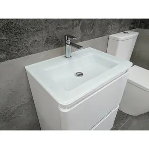 Bridge 595mm Single Bathroom Vanity with Integrated Glass Basin White / White