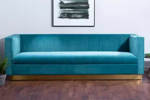 Interiors by Premier 3 Seat Light Blue Sofa For Living Room, Modern  Blue Velvet Settee Sofa, Comfortable 3 Seater Couch