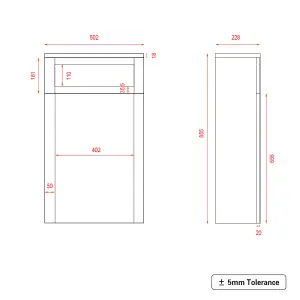 SunDaze 502 mm Bathroom Toilet Cabinet Back to Wall Toilet Housing Unit