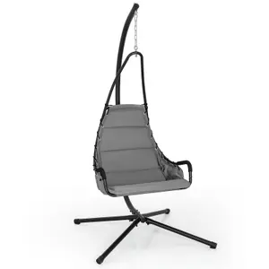 Costway Hanging Swing Chair W/ Heavy-Duty Metal Stand Hammock W/ Extra Large Padded Seat