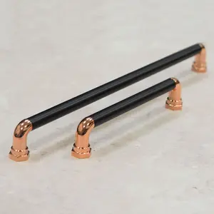 160mm Matt Black & Copper Cabinet Handle Cupboard Door Drawer Pull Rose Gold Bar Wardrobe Furniture Replacement Upcycle