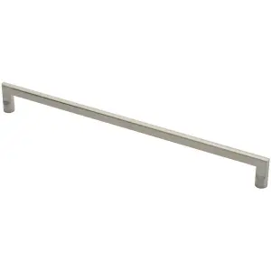 Flat D Bar Door Pull Handle 625 x 15mm 600mm Fixing Centres Satin Steel