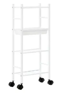 Maison by Premier Dara 4 Tier White Trolley with Basket