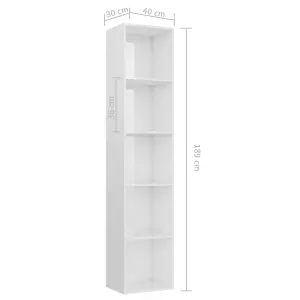 Berkfield Book Cabinet High Gloss White 40x30x189 cm Engineered Wood