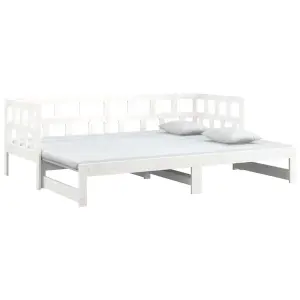 Berkfield Pull-out Day Bed White Solid Wood Pine 2x(90x200) cm