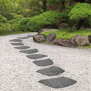 Reversible Outdoor Stepping Stones Eco-Friendly Natural B Effect Ornamental Recycled Rubber for Garden, Path & Patio x2