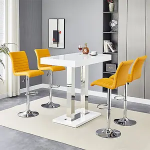 Furniture In Fashion Caprice White High Gloss Bar Table Small 4 Ripple Curry Stools