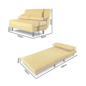 Aurora Double Sofa Bed  Yellow Velet