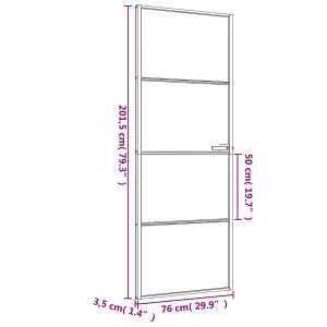 Berkfield Interior Door Slim Black 76x201.5 cm Tempered Glass and Aluminium