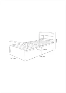 Eva Black Metal Bed Frame with Curved Headboard Single