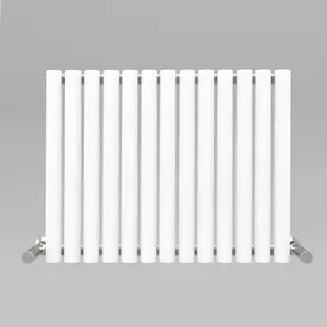 White Oval Tube 600x767mm Horizontal Single Panel Heated Towel Radiator