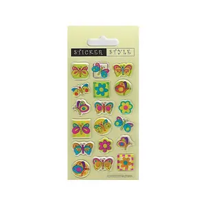 Reusable Butterflies Puffy Stickers (Pack of 18) Multicoloured (One Size)