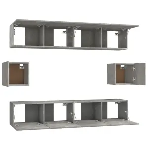 Berkfield 6 Piece TV Cabinet Set Concrete Grey Engineered Wood