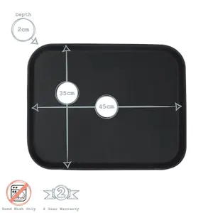 Argon Tableware - Rectangular Non-Slip Serving Trays - 45 x 35cm - Black - Pack of 6