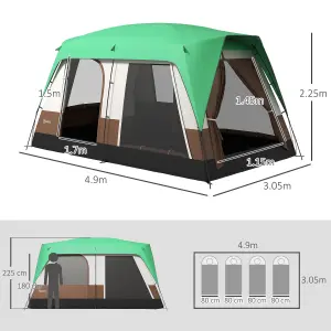 Outsunny Camping Tent with 3000mm Waterproof Rainfly & Screen Panels, Green