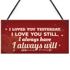 Red Ocean Love You Always Vintage Sign Valentines Anniversary Birthday Hanging Plaque Present Love Gift Special Present