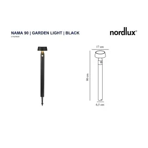 Nordlux Nama 90 Outdoor Solar Garden Light In Black (Height) 90cm