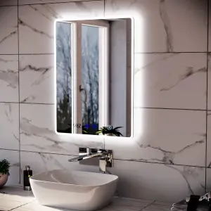 Nes Home Bathroom LED Mirror Bluetooth With Digital Clock 500 x 700mm Touch Switch