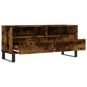 Berkfield TV Cabinet Smoked Oak 100x34.5x44.5 cm Engineered Wood