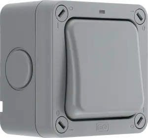 BG 20A Grey 1 gang Outdoor Weatherproof switch with LED indicator