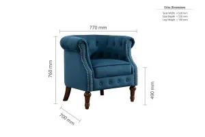 Blue Velvet Armchair Birlea Freya Easy Accent Fabric Chesterfield Design