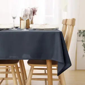 Deconovo Wipeable Tablecloth Faux Linen Tablecloth Water Resistant Table Cloth for Birthday Party Dark Grey 130x130cm(51x51in)