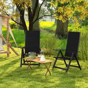 Costway Set of 2 Patio Folding Chairs Outdoor 7-Position Adjustable Reclining Chairs w/ Padded Seat