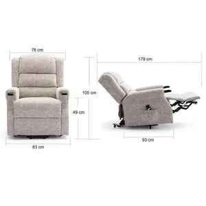 Ashfield Electric Fabric Single Motor Riser Rise Recliner Lift Mobility Tilt Chair Cream