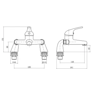 SunDaze Modern Bath Filler Mixer Tap Chrome Bathroom Tub Faucet Chrome