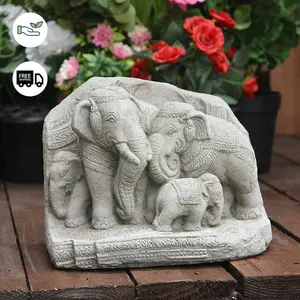 Stunning Elephant Family Garden Ornament