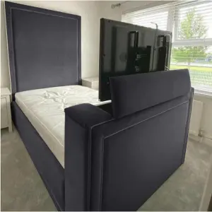 Loxie Plush Velvet Steel TV Bed Frame