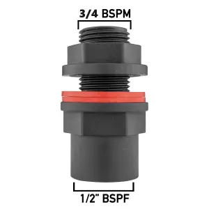 3/4" bsp (26mm hole) Water butt/rain barrel/tank outlet adaptor/connector+universal hose connector