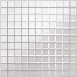 Glass mosaic on mesh for bathroom or kitchen 300mm x 300mm - Pole North Snow