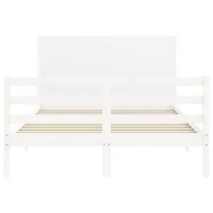 Berkfield Bed Frame with Headboard White 140x190 cm Solid Wood