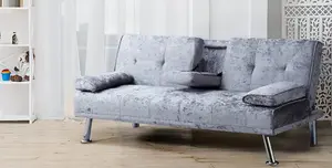 Comfy Living Verona Crushed Velvet Sofa Bed in Steel