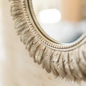 Distressed Silver Feathered Mirror