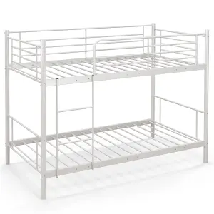 Costway 3FT Metal Bunk Bed Single over Single Loft Bed Frame W/ Ladder Safety Guardrail White