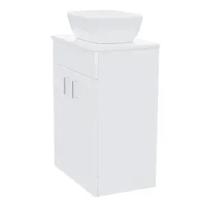 Nes Home Onken 500mm White Vanity Cabinet and Rectangle Curved Edges Counter Top Basin