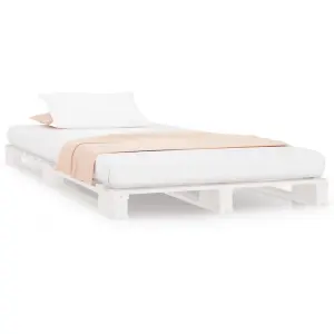 Berkfield Pallet Bed White 75x190 cm Small Single Solid Wood Pine