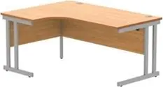 Office LH Corner Desk Steel Double Cantilever 1600X1200 Beech/Silver