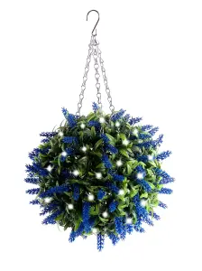 Best Artificial Pre-Lit Outdoor 28cm Blue Lavender hanging Plastic Flower Topiary Ball