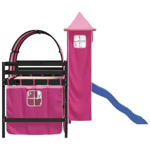 Berkfield Kids' Loft Bed with Tower without Mattress Pink 80x200 cm