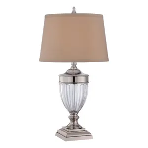 Elstead Dennison 1 Light Table Lamp Polished Nickel, E27